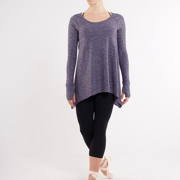 lululemon athletica Tops - Lululemon Rehearsal Long Sleeve Heathered Black Swan Size 10